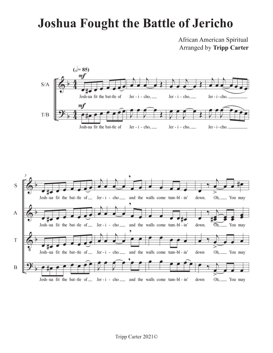 Joshua Fought the Battle of Jericho 4-Part scores gallery preview page 1