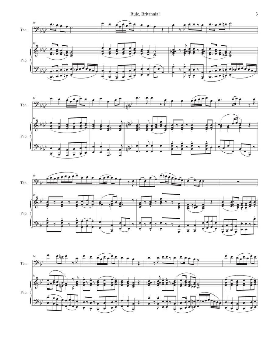 Rule, Britannia! (Trombone solo and Piano) Piano scores gallery preview page 3