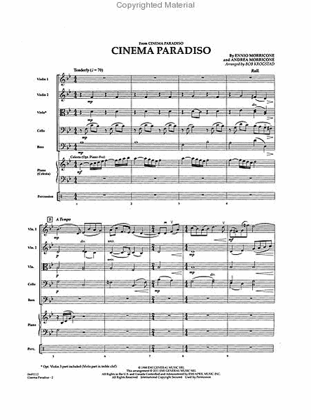 Cinema Paradiso by Ennio Morricone String Orchestra - Sheet Music