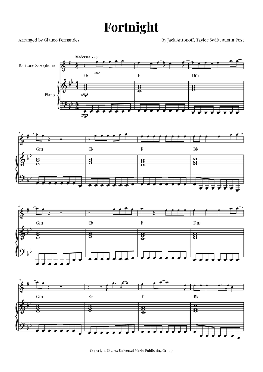 Fortnight Soprano Saxophone scores gallery preview page 1