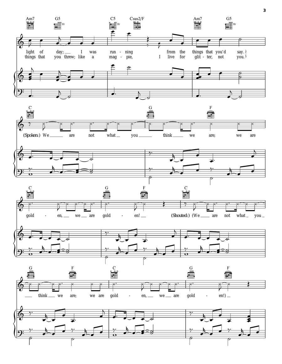We Are Golden We Are Golden Piano, Vocal, Guitar scores gallery preview page 3