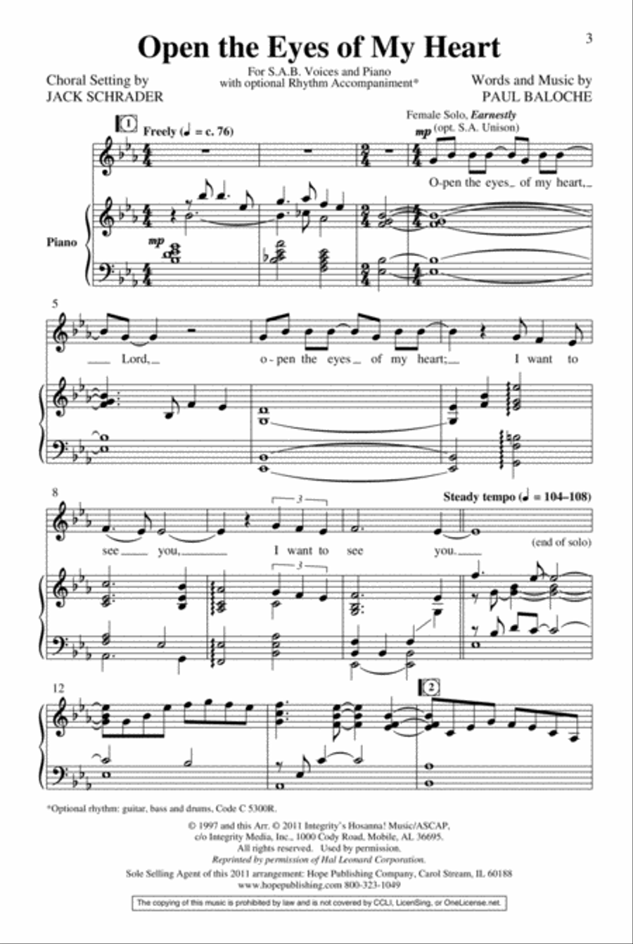 Open the Eyes of My Heart 3-Part scores gallery preview page 2