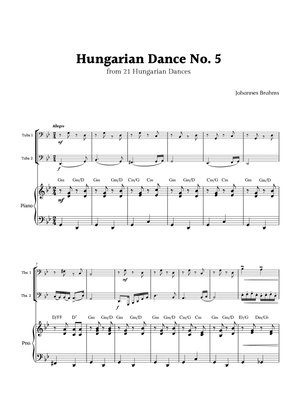 Hungarian Dance No. 5 by Brahms for Tuba Duet and Piano