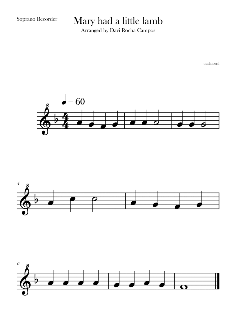 Mary had a little lamb Chamber Music scores gallery preview page 1