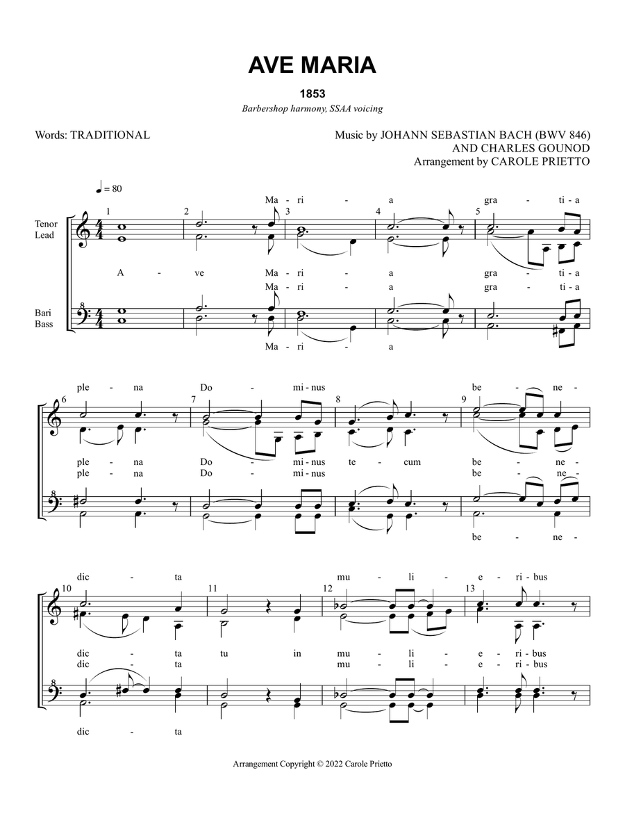 Ave Maria (Bach-Gounod) SSAA scores gallery preview page 1