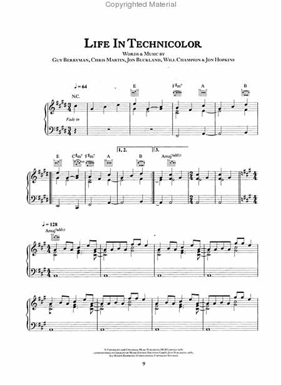 Coldplay – Viva La Vida Piano, Vocal, Guitar scores gallery preview page 2