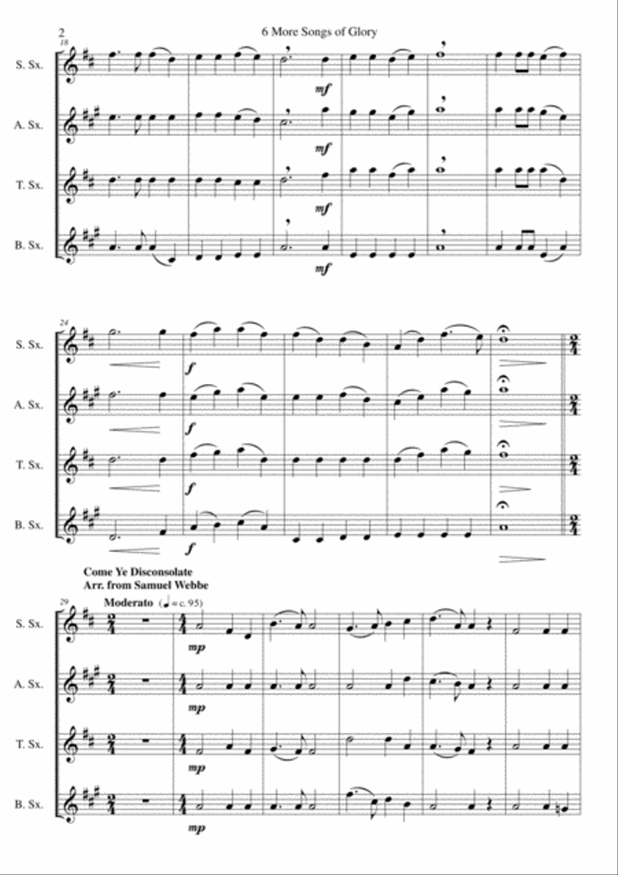 6 more Songs of Glory for saxophone quartet Saxophone Quartet scores gallery preview page 2