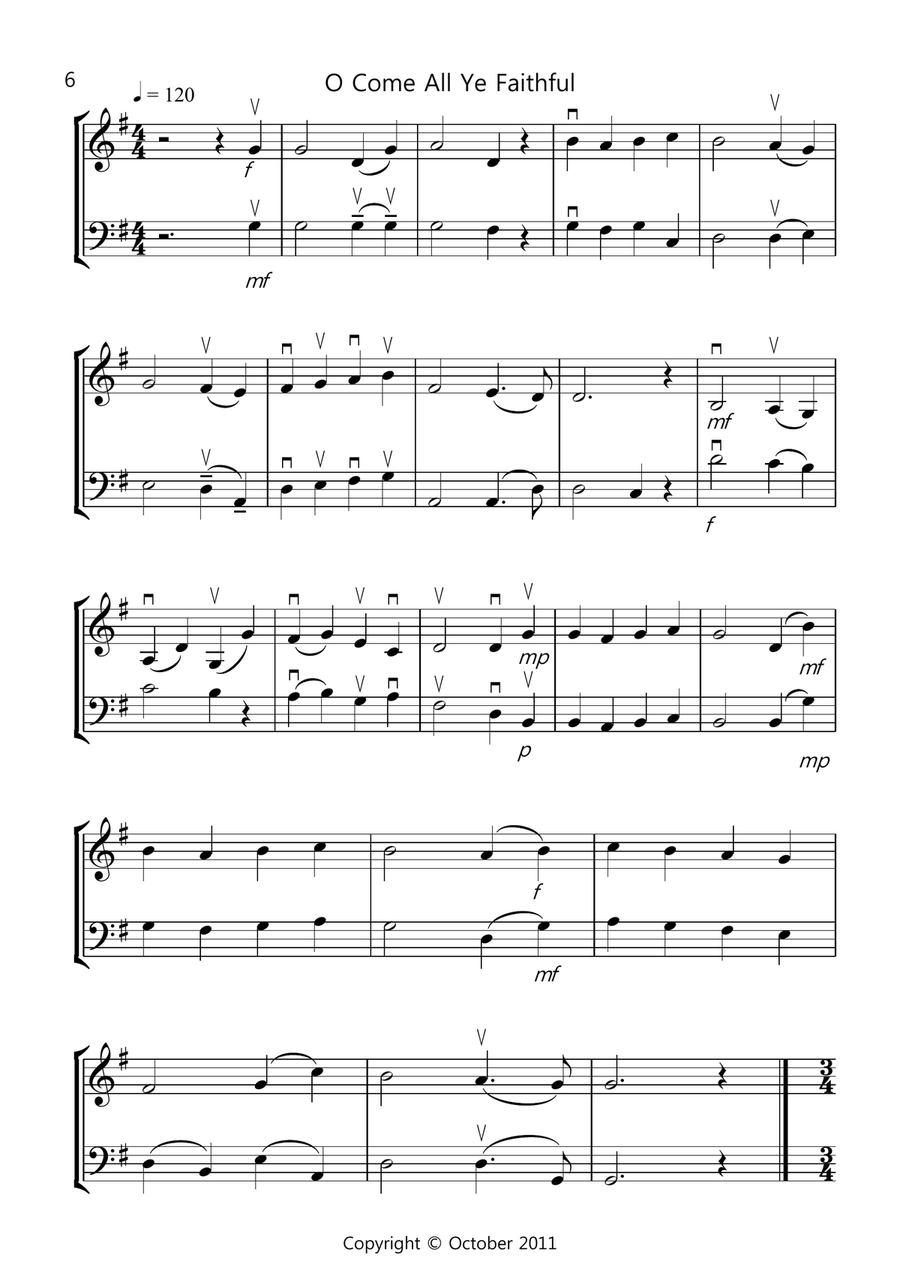 8 Christmas Duets for Violin And Cello String Duet scores gallery preview page 6