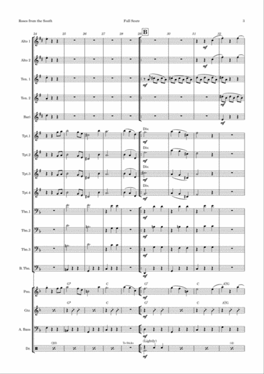 Roses From the South - Strauss Waltz Medley for Big Band Jazz Ensemble scores gallery preview page 3