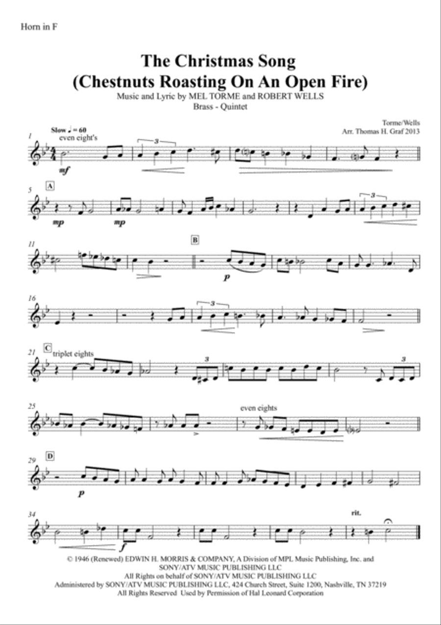 The Christmas Song (Chestnuts Roasting On An Open Fire) Horn scores gallery preview page 6