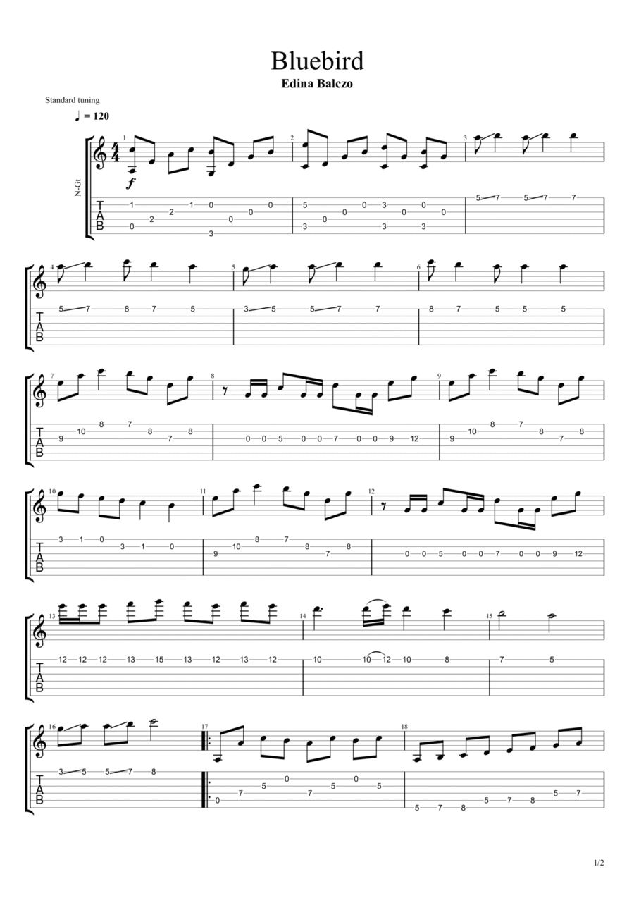 Bluebird Acoustic Guitar scores gallery preview page 1