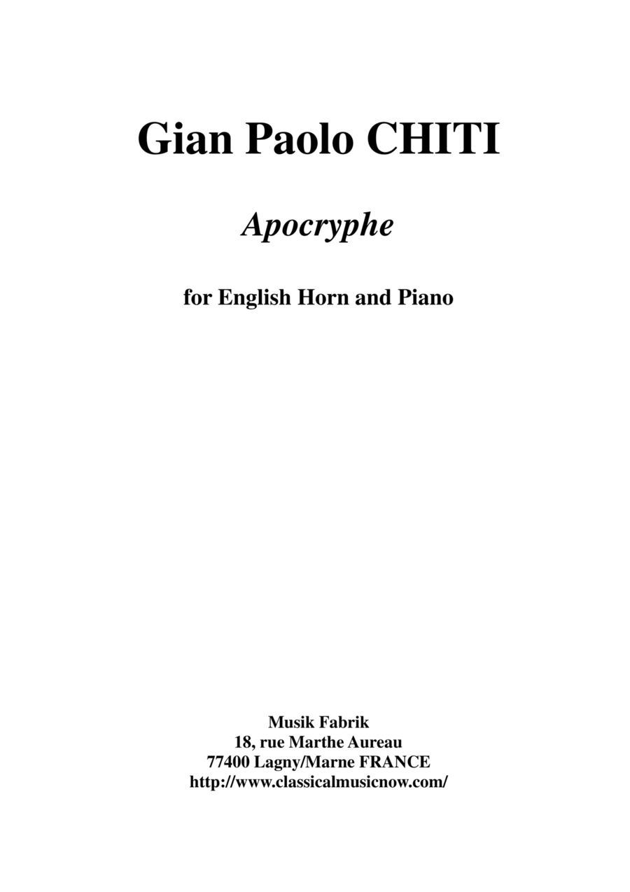 Gian Paolo Chiti ;:Apocryphe for english horn and piano English Horn scores gallery preview page 1