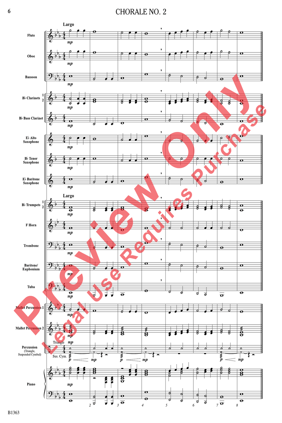 Five Progressive Chorales for Developing Bands Concert Band scores gallery preview page 6