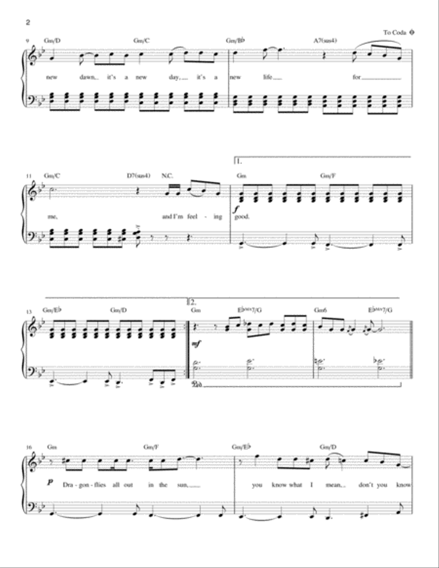 Feeling Good Feeling Good Easy Piano scores gallery preview page 2