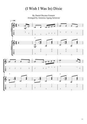 I Wish I Was In Dixie (Duet Guitar Tablature)