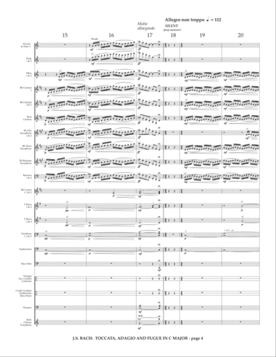 Bach, Johann Sebastian: Toccata, Adagio & Fugue in C Major, BWV 564 (arranged for band by Steve Rei Concert Band scores gallery preview page 4