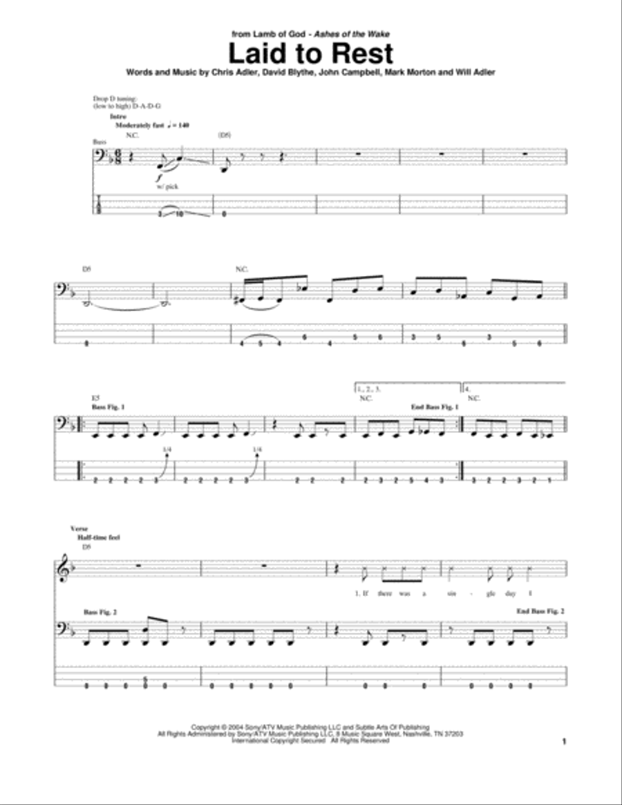 Laid To Rest Guitar Tablature scores gallery preview page 1