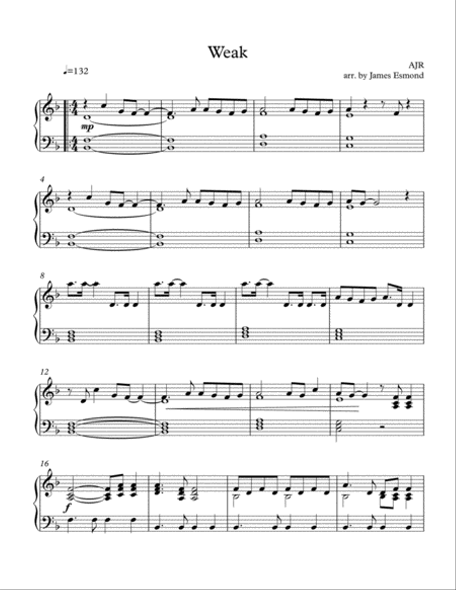 Weak Piano Solo scores gallery preview page 1