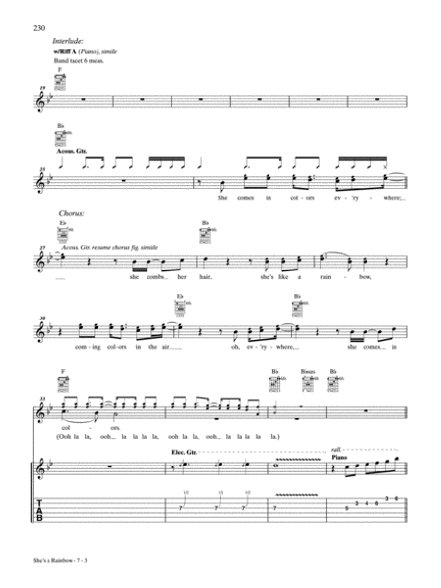 She's a Rainbow She's a Rainbow Guitar Tablature scores gallery preview page 3