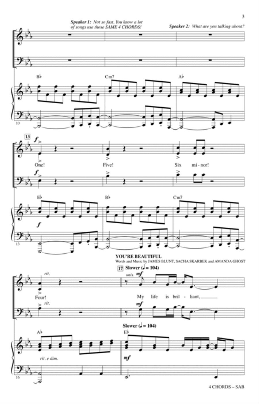 4 Chords (A Choral Medley) 3-Part scores gallery preview page 2