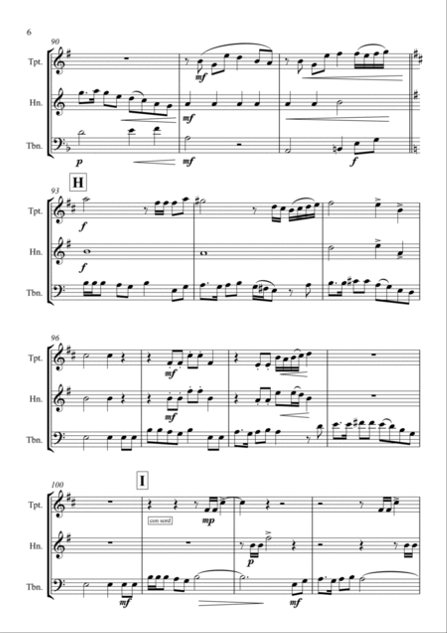 Spiritual, A Medley of Traditional Afro-American Melodies - for Brass Trio Brass Trio scores gallery preview page 6