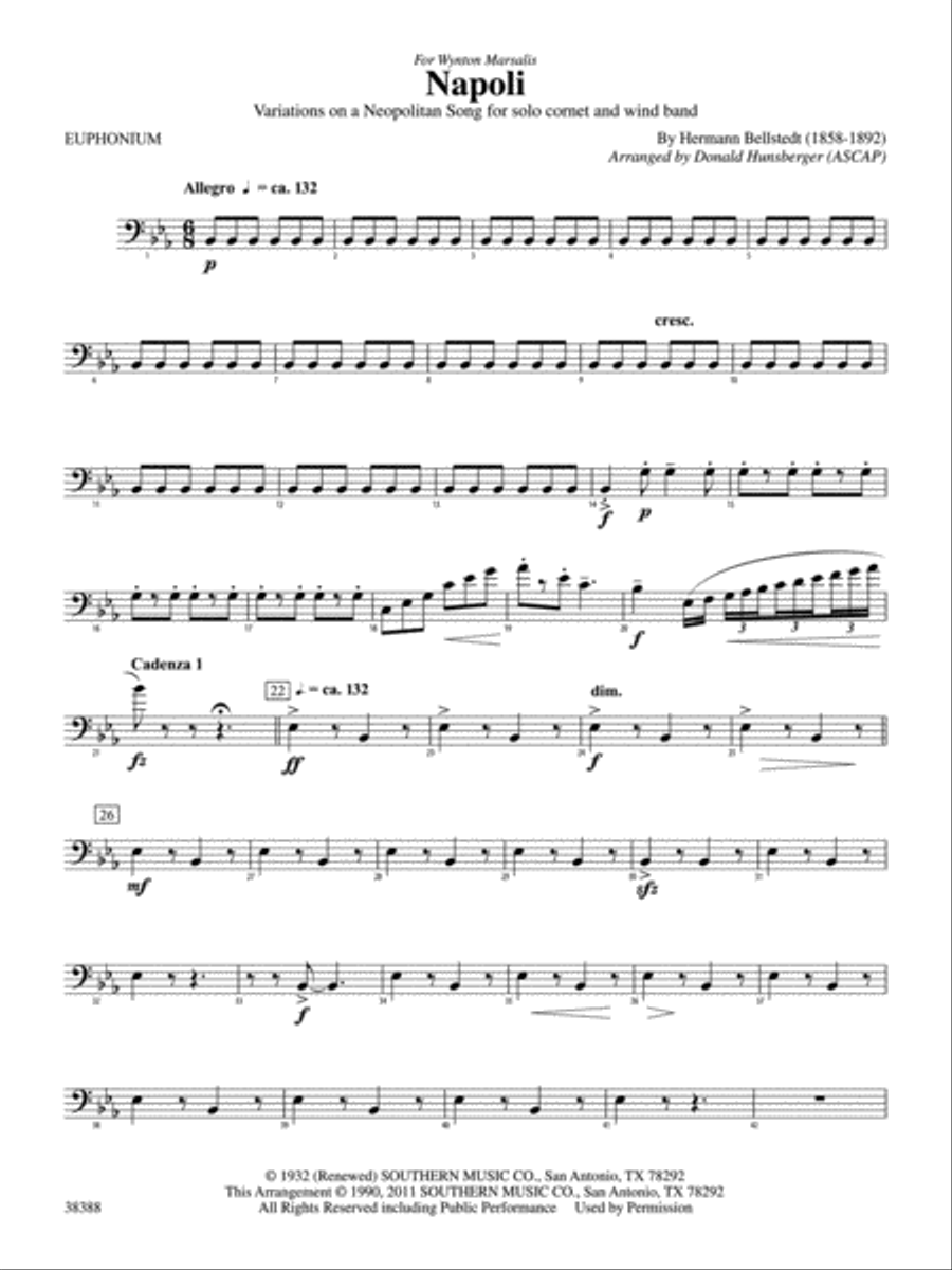 Napoli: Baritone B.C. Concert Band scores gallery preview page 1