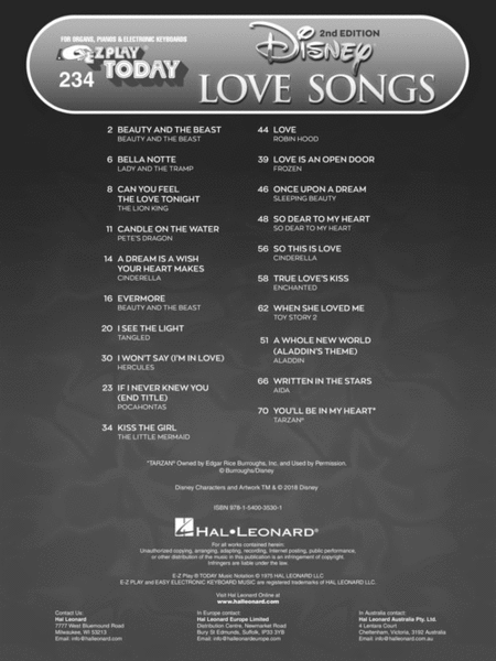 Disney Love Songs - 2nd Edition