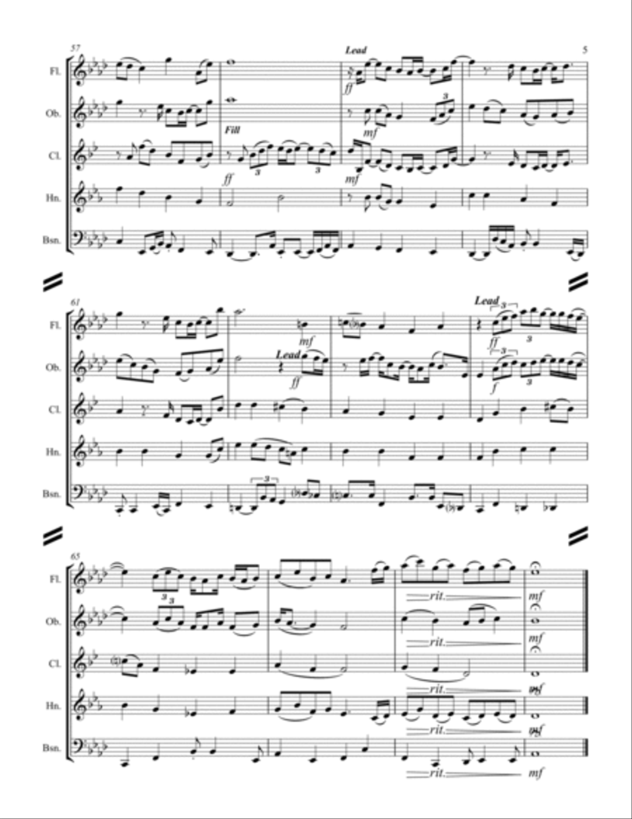 Grown-Up Christmas List Woodwind Quintet scores gallery preview page 6