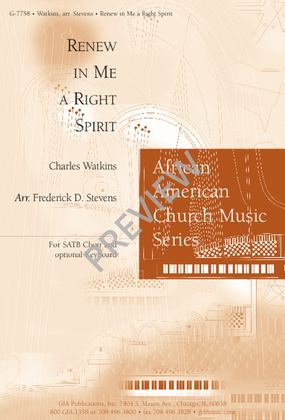 Book cover for Renew in Me a Right Spirit