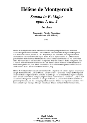 Book cover for Hélène de Montgeroult : Piano Sonata in Eb major, opus 1 no. 2
