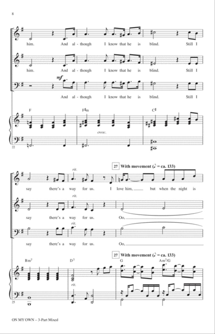 On My Own (from Les Miserables) (arr. Mac Huff) 3-Part scores gallery preview page 6