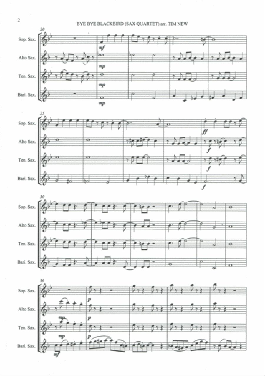 Bye Bye Blackbird Bye Bye Blackbird Woodwind Quartet scores gallery preview page 2