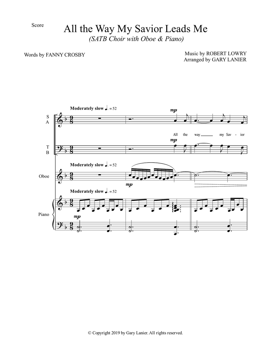 ALL THE WAY MY SAVIOR LEADS ME (SATB Choir with Oboe & Piano - Octavo plus Oboe & Choir Part include 4-Part scores gallery preview page 2