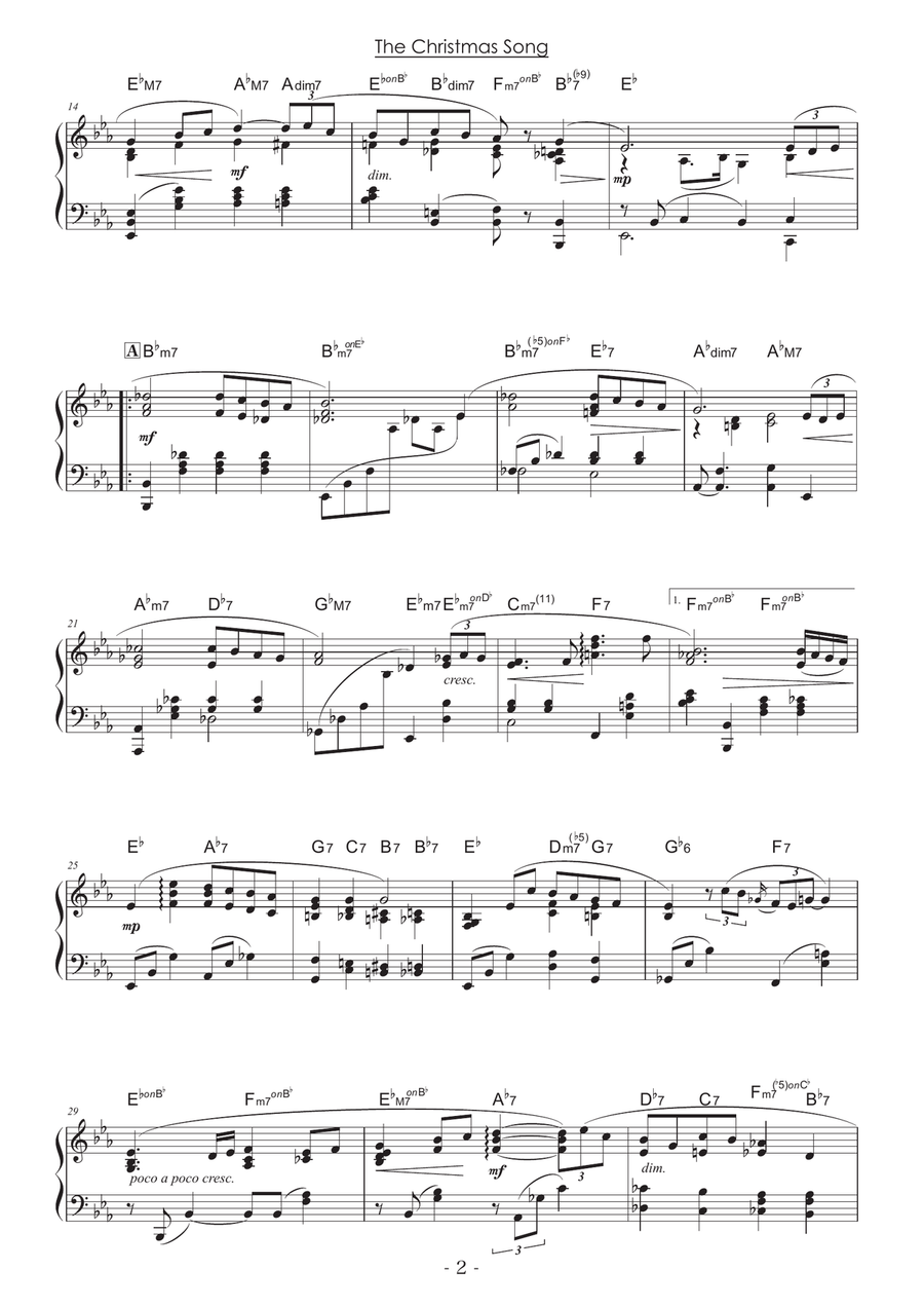 The Christmas Song (chestnuts Roasting On An Open Fire) Piano Solo scores gallery preview page 2