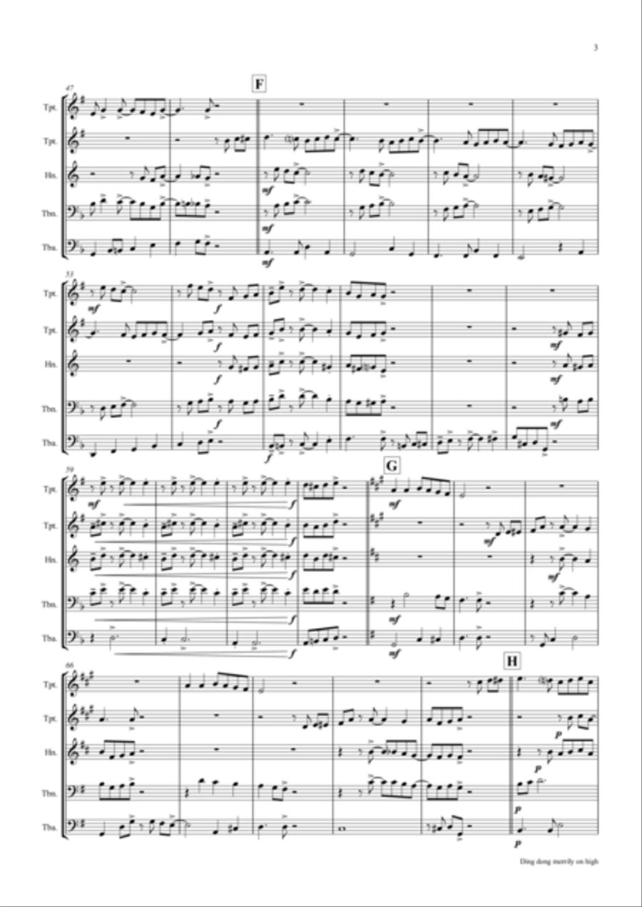 Ding dong merrily on high - Swing - Brass Quintet Brass Quintet scores gallery preview page 4