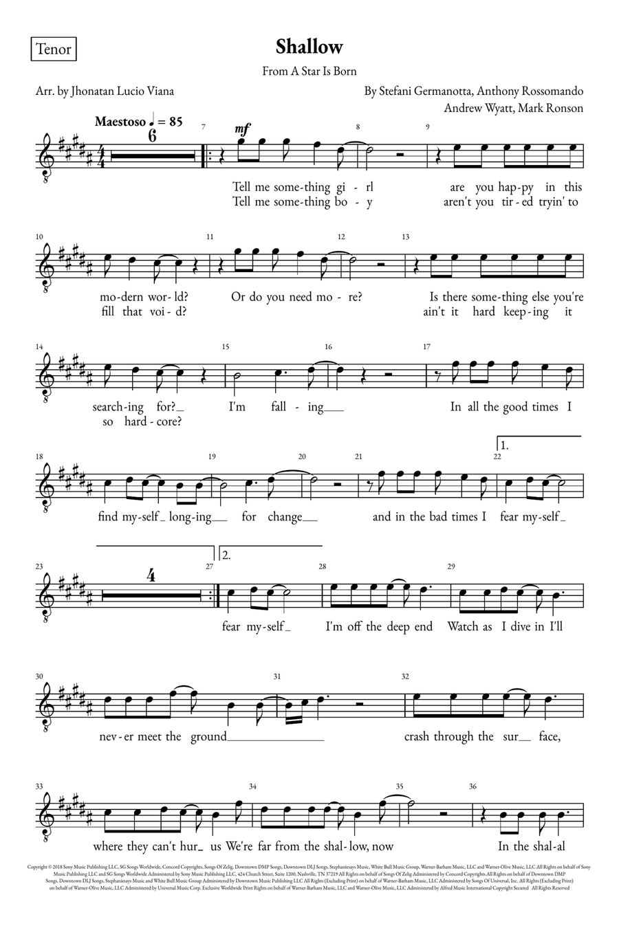 Shallow A Cappella scores gallery preview page 6