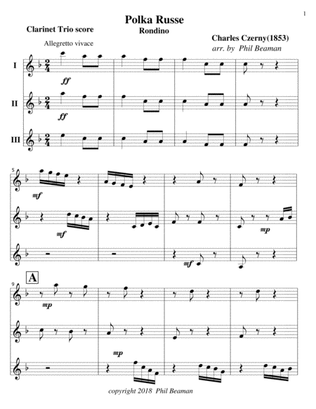 Polka Russe-Czerny-Clarinet Trio