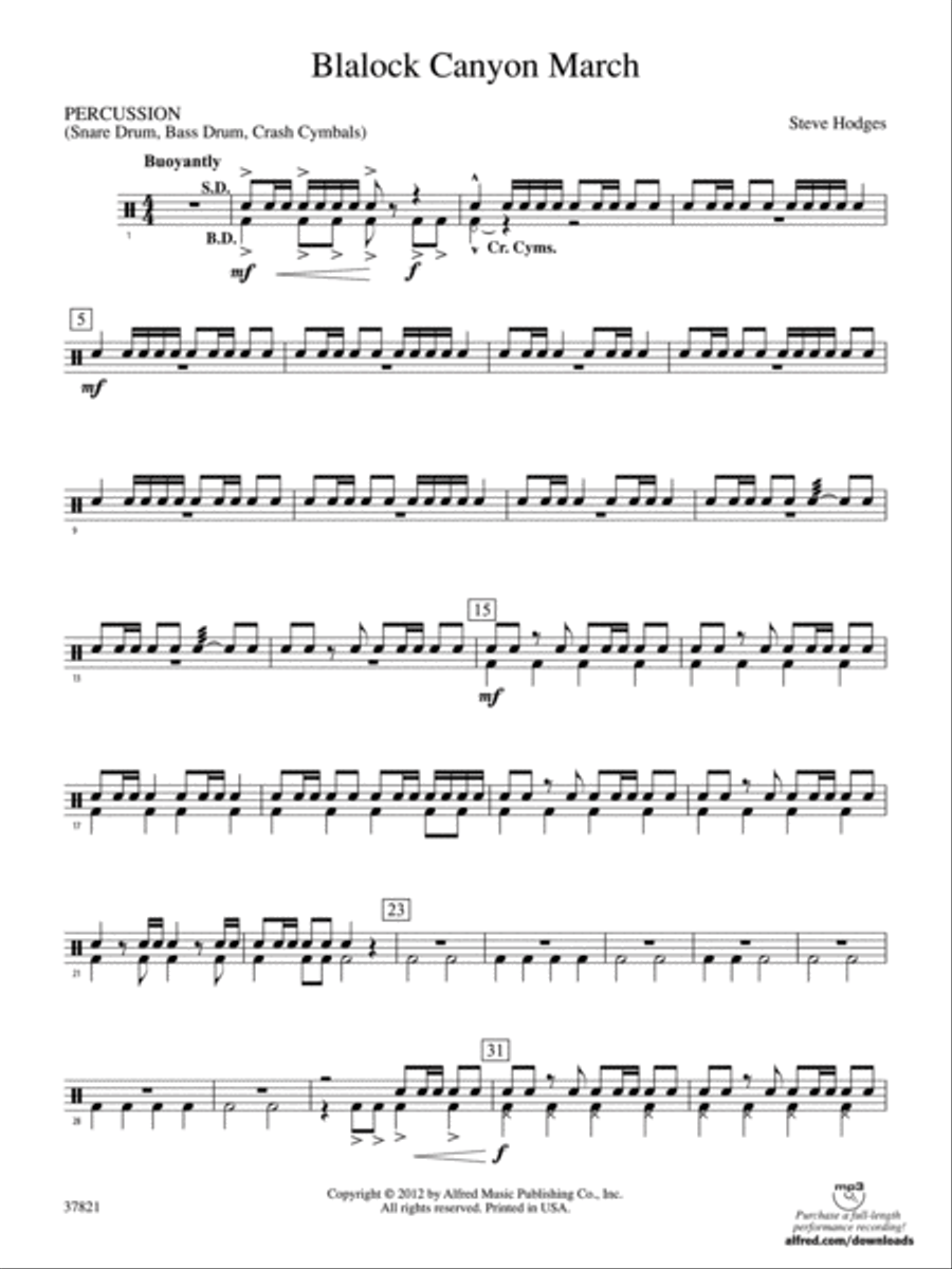 Blalock Canyon March: 1st Percussion Concert Band scores gallery preview page 1