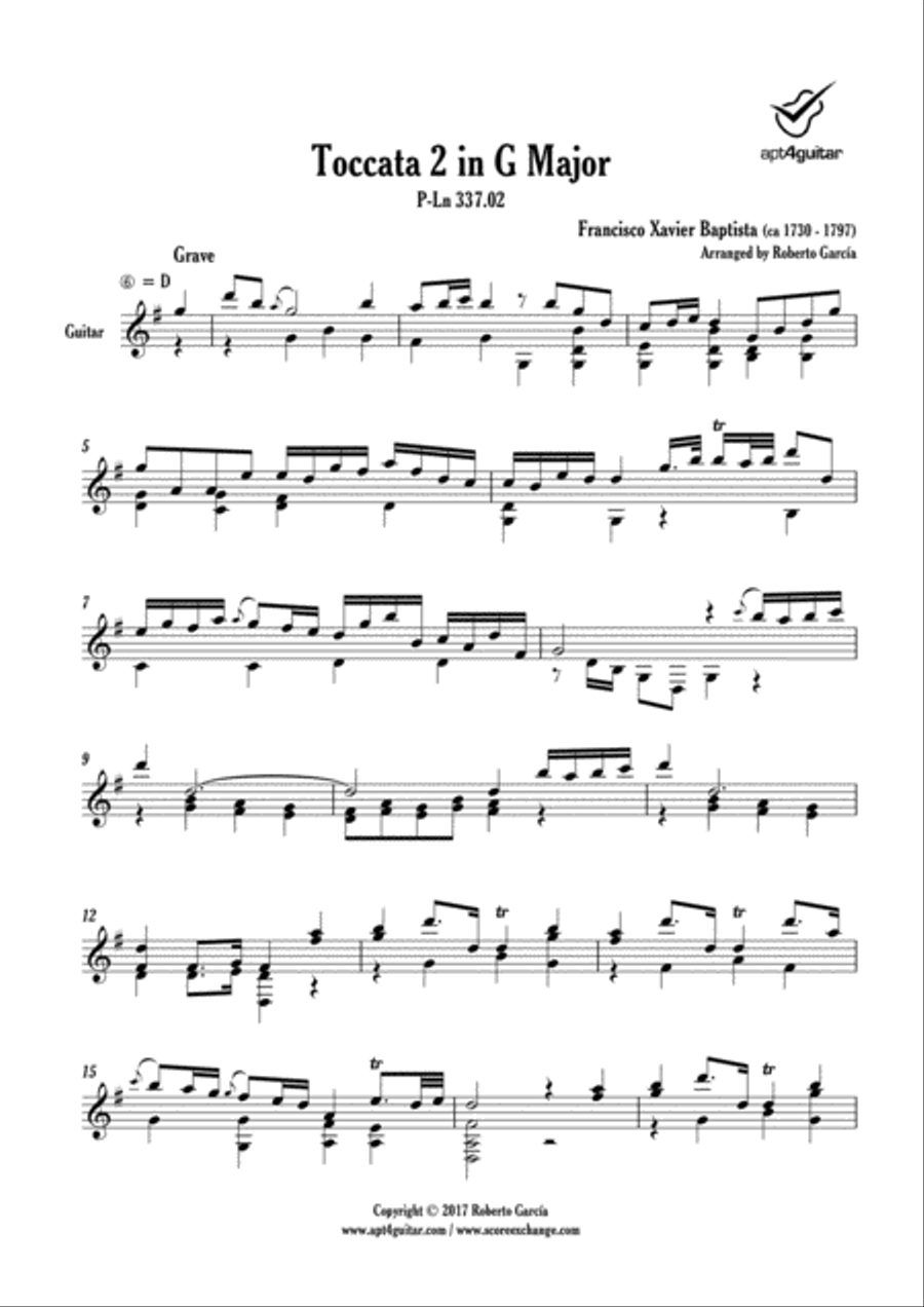 Toccata 2 in G Major Acoustic Guitar scores gallery preview page 2