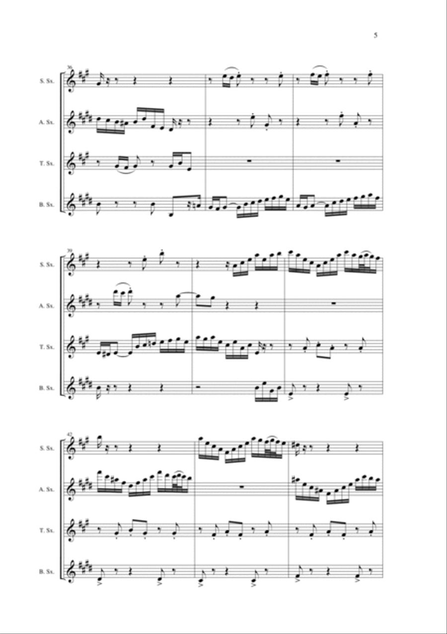 Johann Sebastian Bach/Wehage Goldberg Variations, BWV 988, arranged for SATB saxophone Quartet, scor Saxophone Quartet scores gallery preview page 5
