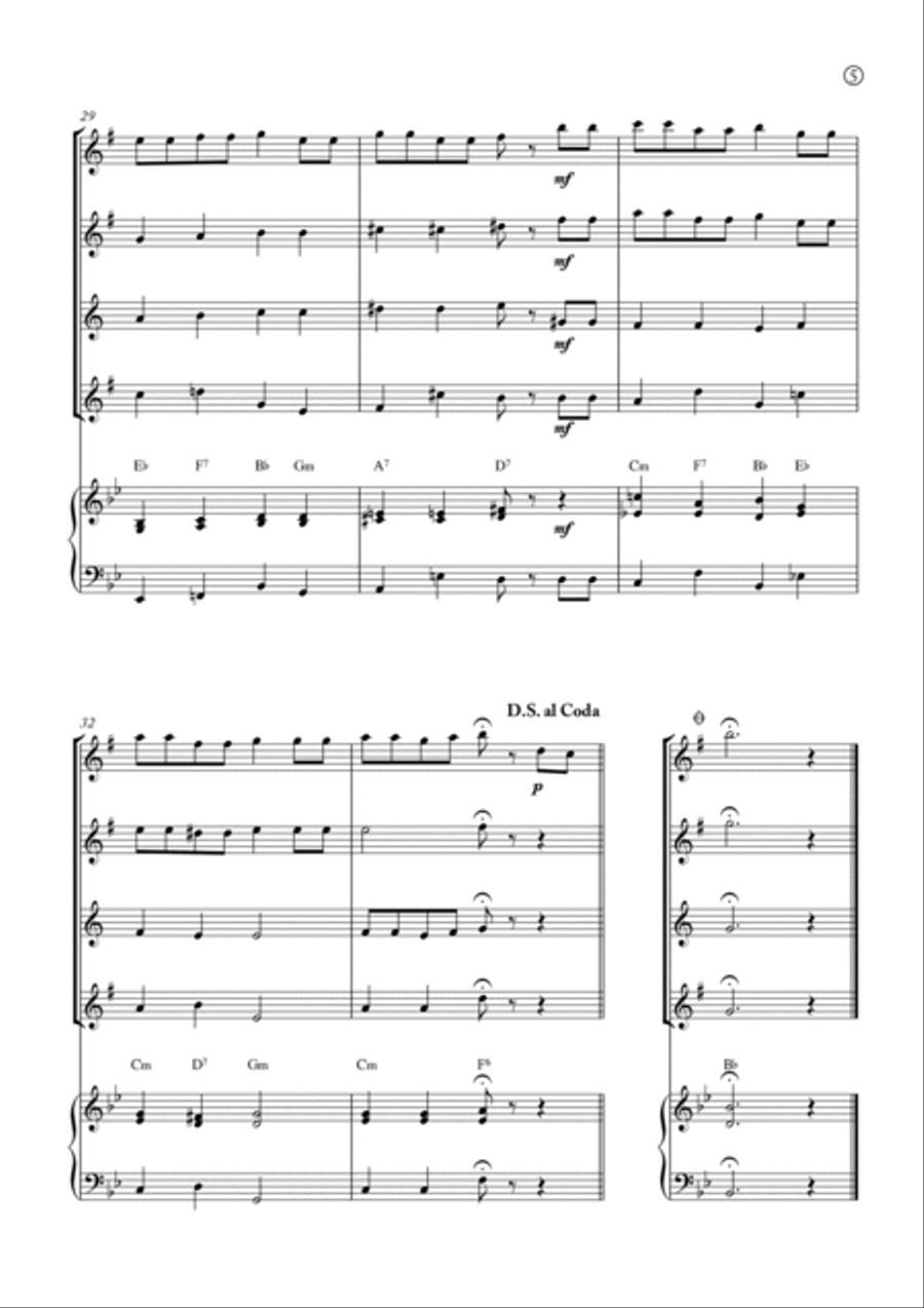 Hymne A L'amour Saxophone Quartet scores gallery preview page 5