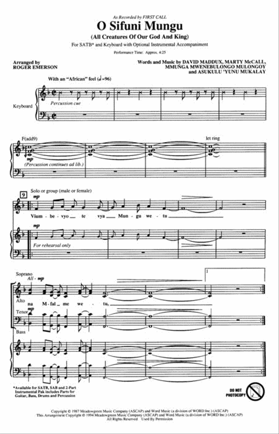 O Sifuni Mungu 4-Part scores gallery preview page 2