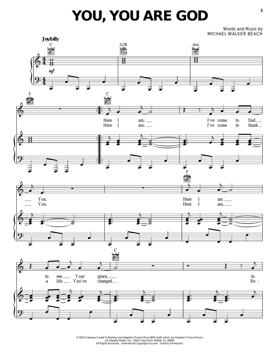 You, You Are God Acoustic Guitar scores gallery preview page 1