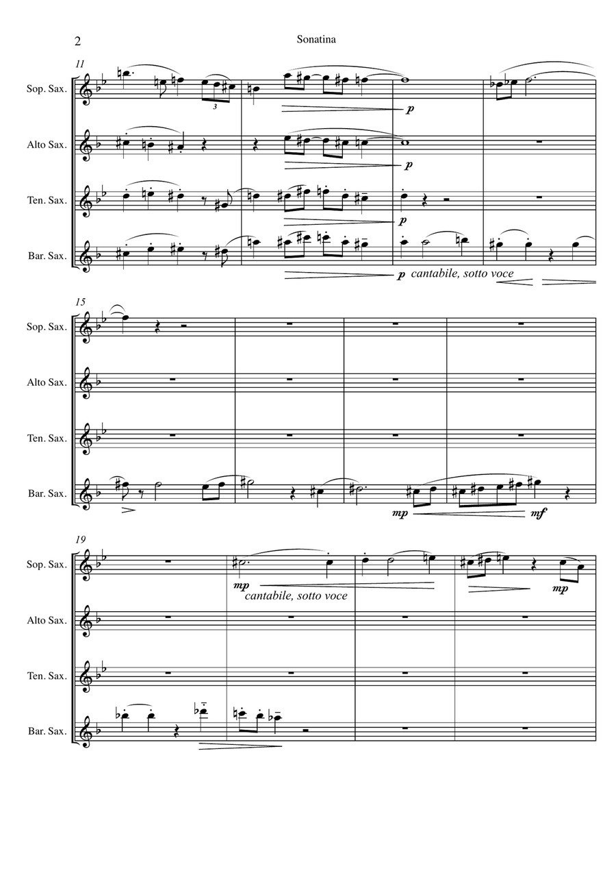 Sonatina for Saxophone Quartet Saxophone Quartet scores gallery preview page 2