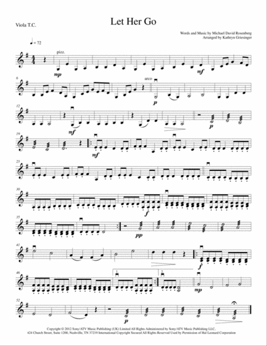 Let Her Go String Quartet scores gallery preview page 5