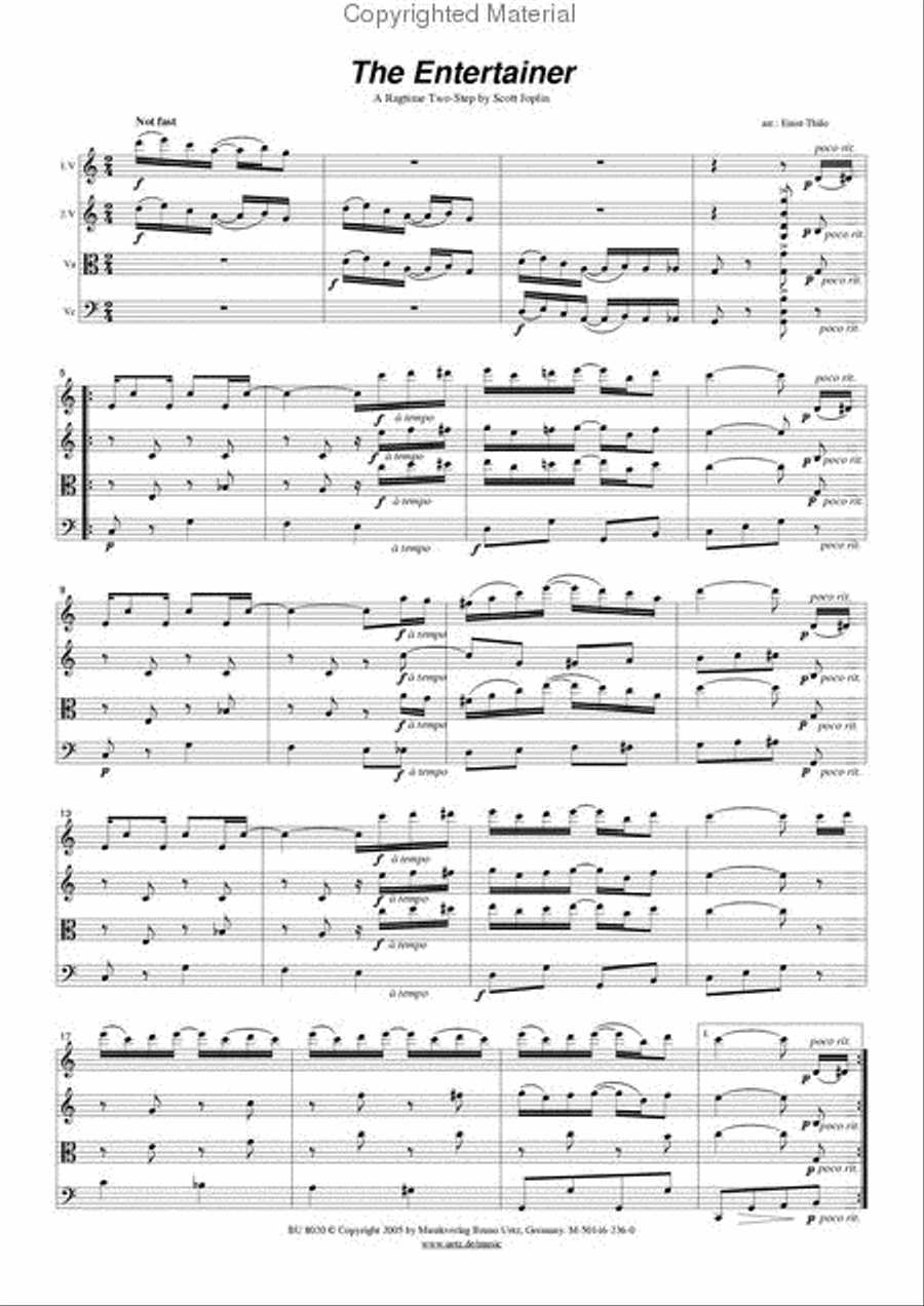 Entertainer/Maple Leaf String Quartet scores gallery preview page 2