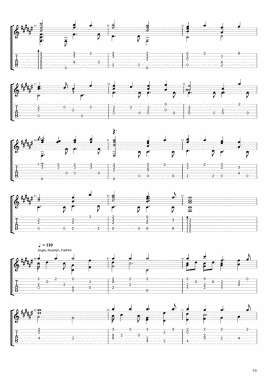 O’ Come All Ye Faithful - Fingerstyle Guitar Fingerpicking Guitar scores gallery preview page 3