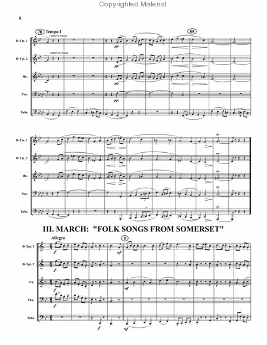 English Folk Song Suite Brass Quintet scores gallery preview page 4