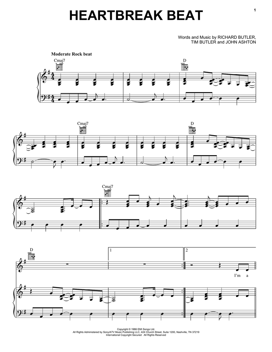 Heartbreak Beat Heartbreak Beat Piano, Vocal, Guitar scores gallery preview page 1
