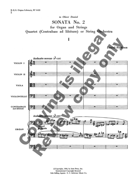 Sonata No. 2 for Organ and Strings (Score)